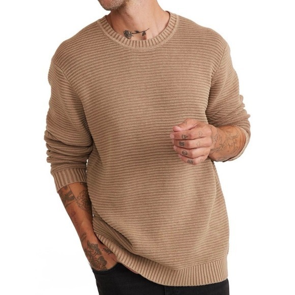 Marine Layer Other - Marine Layer Garment Dye Crew Neck Sweater Tan Brown Knit Men's Size Large